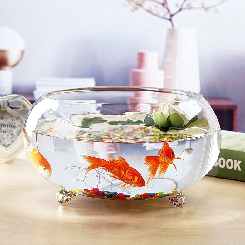 厂家三抓加厚鱼缸圆形透明玻璃金鱼缸客厅小型家用桌面乌龟缸