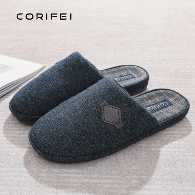 黑色保暖室内防滑棉拖鞋静音百搭