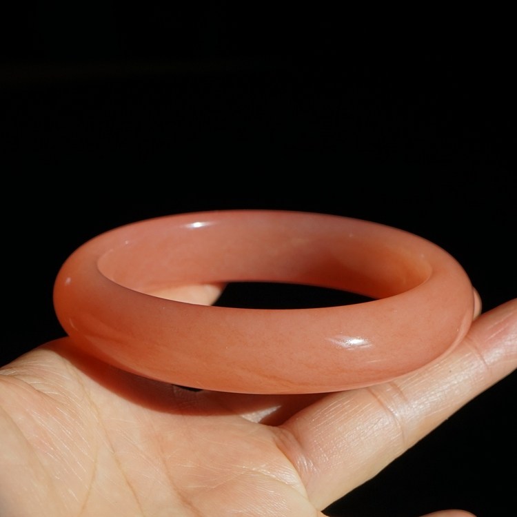 13#内径62.5圈新疆天然金丝玉手镯戈壁彩玉轮胎圈粉红色经典