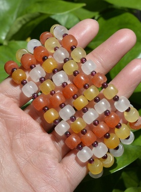 天然新疆戈壁玉算盘珠子通透手链