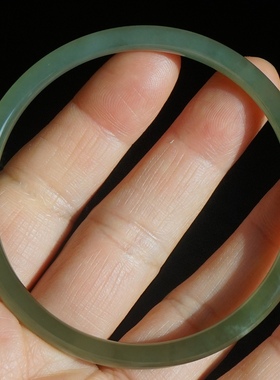 12#内径56.5mm天然和田玉手镯叮当手镯正品青白玉手镯细条圆条