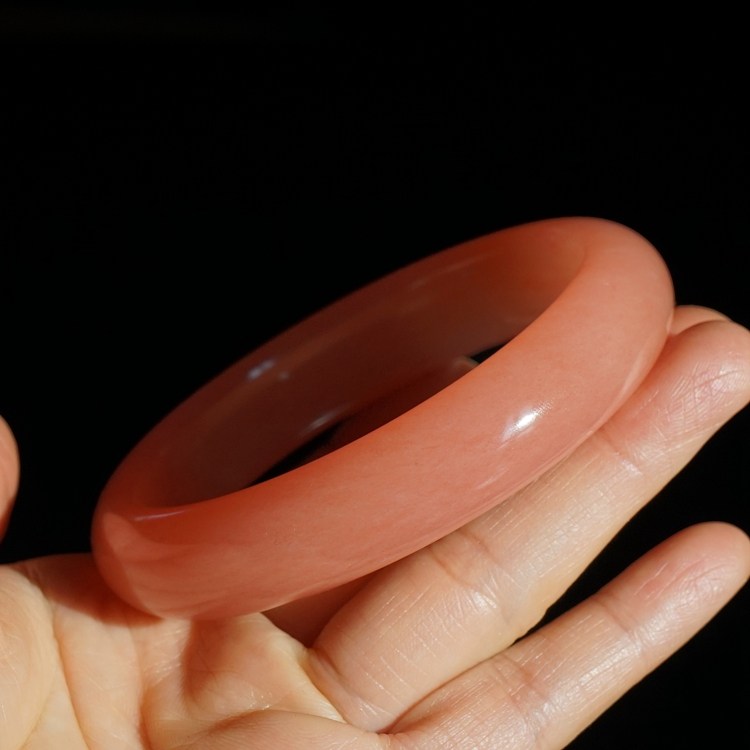 34#内径60圈新疆天然金丝玉手镯戈壁彩玉轮胎圈粉红色经典