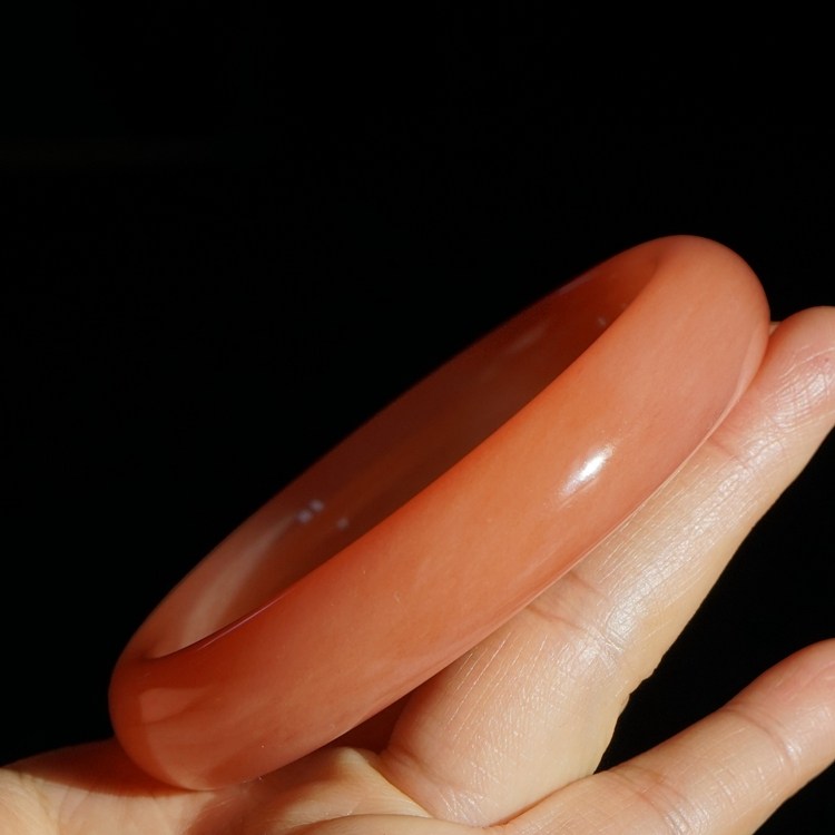 40#内径60圈新疆天然金丝玉手镯戈壁彩玉轮胎圈粉红色经典