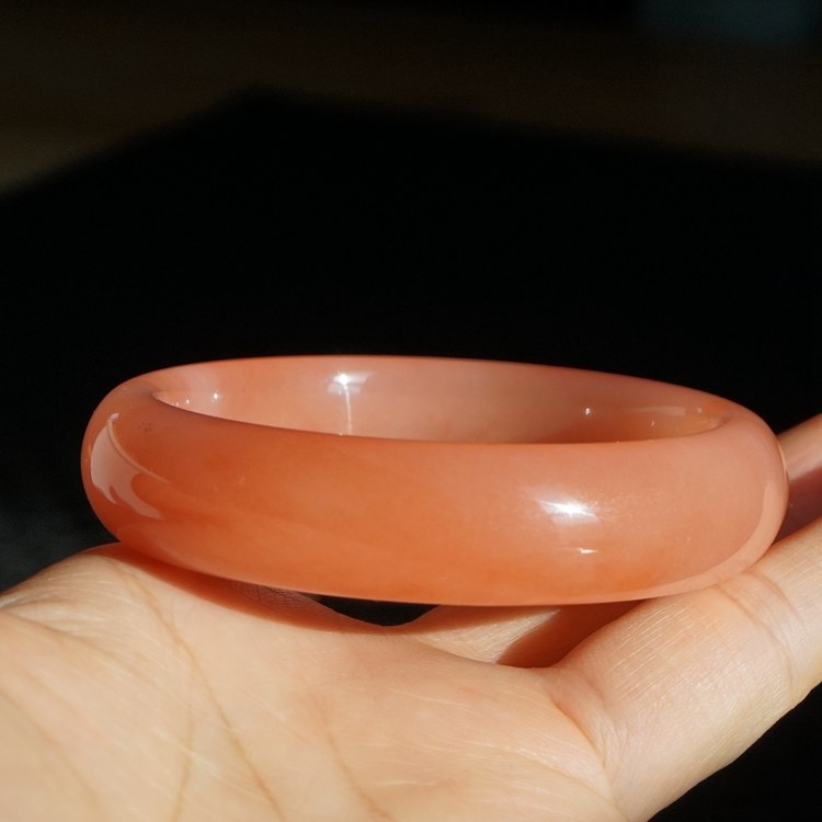 11#内径54圈新疆天然金丝玉手镯戈壁彩玉轮胎圈粉红色