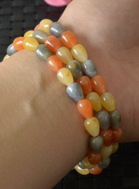 天然新疆戈壁玉多圈水滴手钏