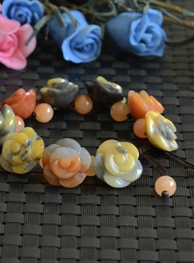 10#正品天然新疆戈壁玉金丝玉手串玫瑰花手链地表彩玉彩石手钏