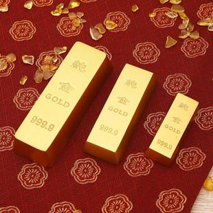 实心鎏金沙金砂金仿真金条摆件金砖创意礼品居家小摆件拍摄道具
