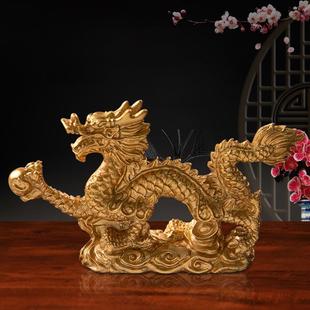 饰品 跨境金色龙摆件十二生肖龙金龙单龙戏珠树脂工艺品家居装