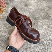 小皮鞋 时尚 百搭马皮水洗手工女鞋 Mantova2024新款 低帮圆头德比鞋