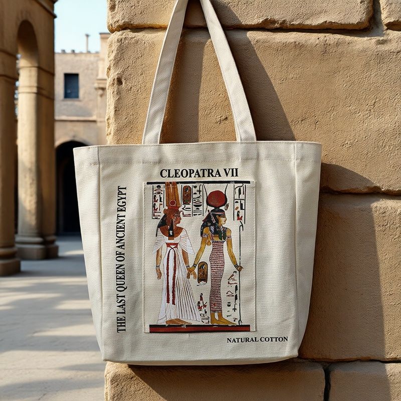 异集 古埃及元素帆布包女士单肩包法老图案个性手提袋文艺复古风