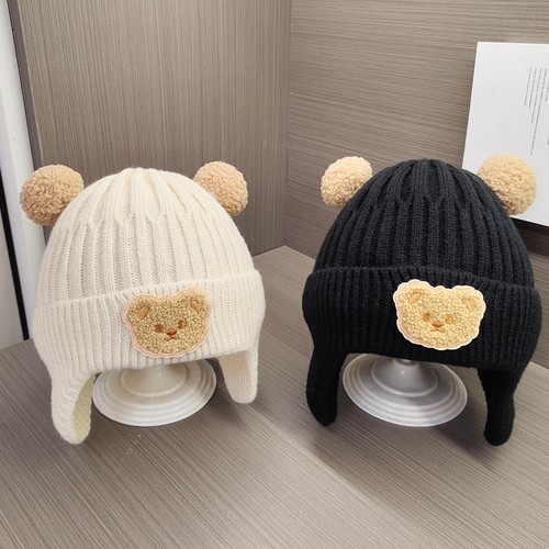 宝宝毛线帽可爱小熊冬季护耳帽子