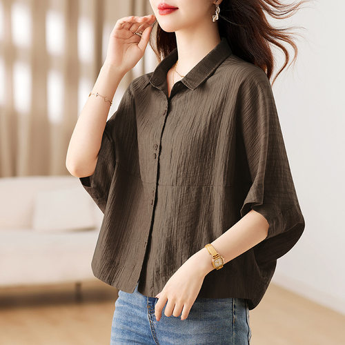 天丝衬衫女夏季新款时尚休闲宽松