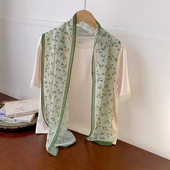 2026新款 小丝巾国风韵味送妈妈纱巾旅游印花围巾女 乔其纱春秋薄款