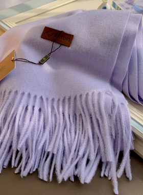 紫色围巾女秋冬季新款纯色百搭高级感仿羊绒羊毛披肩两用加厚保暖