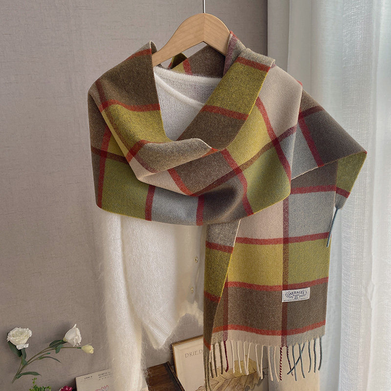 复古气质羊毛格子围巾窄版2025秋冬新款时尚女披肩玫紫色流苏围脖,服饰配件/皮带/帽子/围巾,围巾/丝巾/披肩,淘宝优惠券,粉丝福利购,淘宝优惠卷