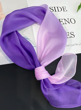 真丝小方巾70×70雪纺薄纱桑蚕丝  女夏季丝巾春秋渐变色围巾领巾