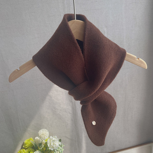 简洁方便佩戴穿插针织围脖100%羊毛秋冬季女脖颈挡风毛线围巾短款