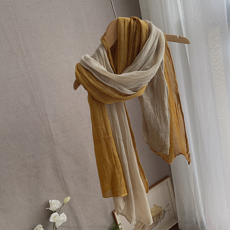 新款春秋季扎染文艺复古棉麻围巾女冬季百搭褶皱黄米拼色保暖围脖,服饰配件/皮带/帽子/围巾,围巾/丝巾/披肩,淘宝优惠券,粉丝福利购,淘宝优惠卷