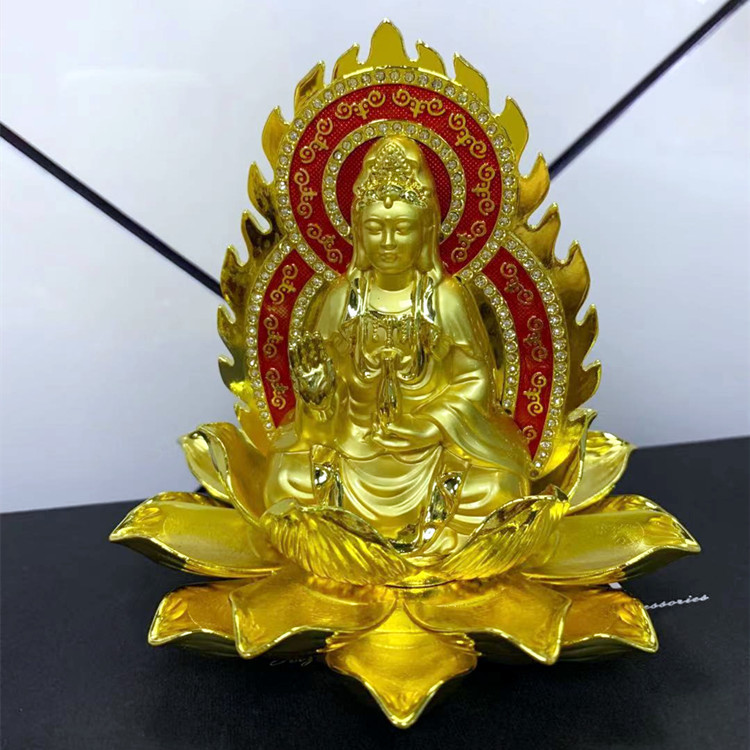 合金汽车摆件香水座观音菩萨车载香薰双面弥勒佛像车内装饰用品