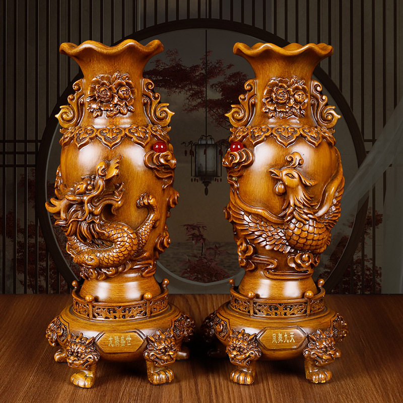 中式龙凤花瓶摆件家居客厅玄关装饰品婚庆乔迁开业商务礼品批发,家居饰品,桌面摆件,淘宝优惠券,粉丝福利购,淘宝优惠卷