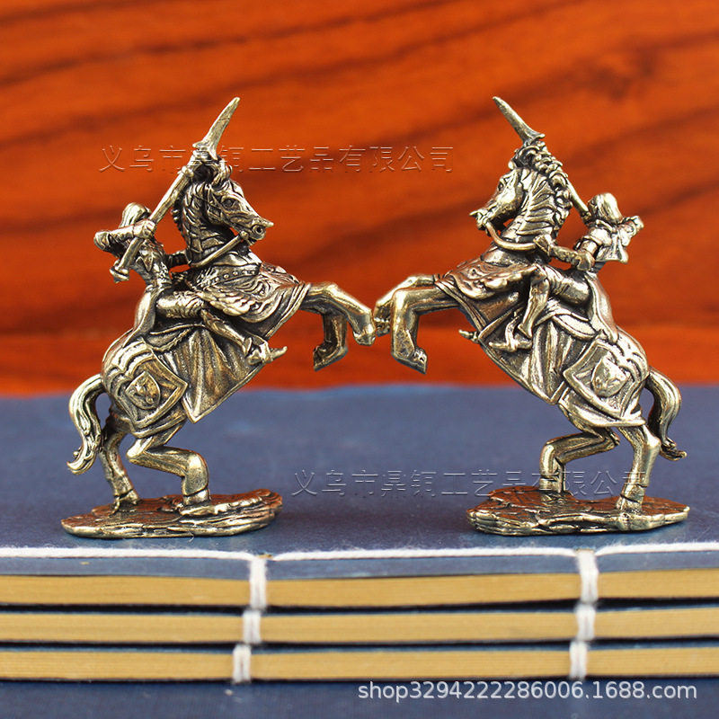 黄铜欧洲女骑士办公室桌面小摆件勇士骑马家居客厅摆件黄铜工艺品