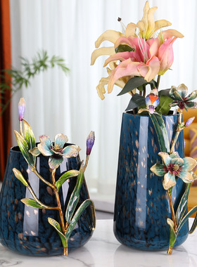 轻奢珐琅彩花瓶手工摆件工艺品家居花盆玄关客厅装饰品酒柜