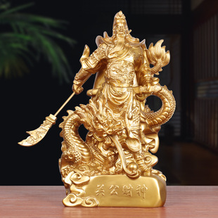 新中式 饰品 盘龙关公摆件办公室关羽关二爷客厅酒柜玄关摆设桌面装