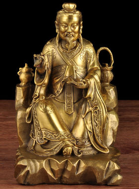 铜药王摆件药王神像孙思邈雕像医圣装饰中医药店居家供奉工艺