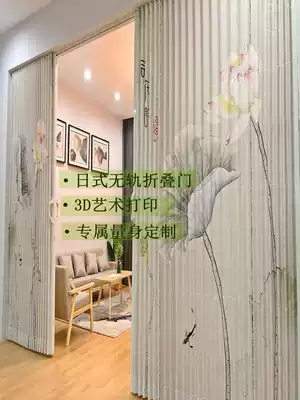Folding door Japanese-style sliding door without lower rail Invisible door Kitchen living room Bedroom powder room partition mobile door insulation