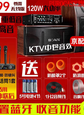 索爱（suoai）麦克风音响套装电视无线话筒家庭ktv唱歌设备家用客