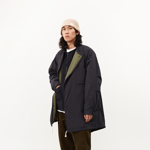 吃茶去chichaqu秋冬立领中长风衣斜襟外套M51棉服复古全棉