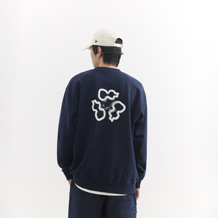 吃茶去chichaqu26春夏经典 宽松休闲印花全棉圆领卫衣复古山系百搭