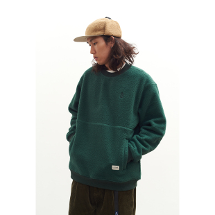 吃茶去chichaqu抓绒摇粒绒套头衫 保暖户外加厚宽松圆领卫衣