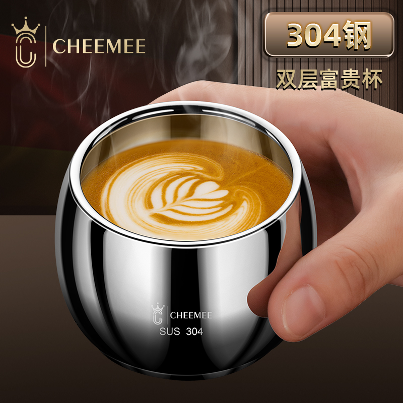 304不锈钢不倒翁茶杯双层防烫杯