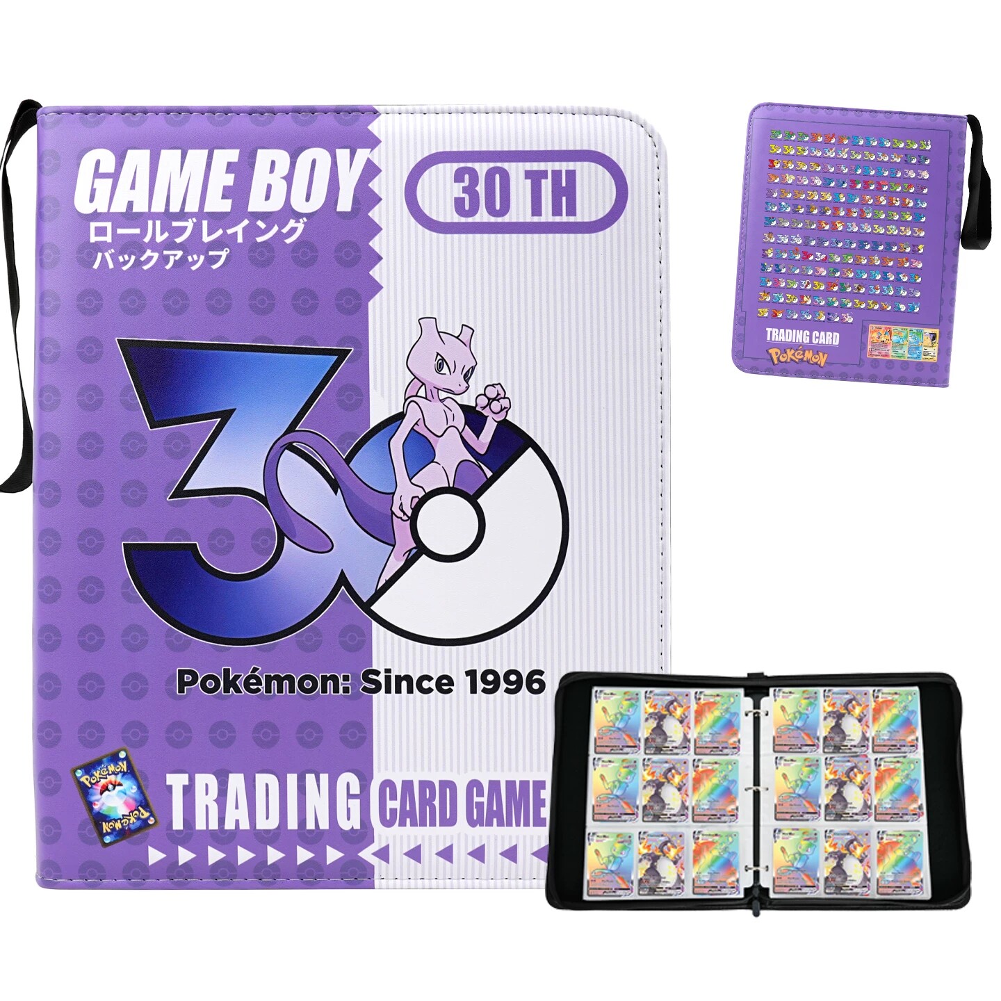 宝可梦卡册pokemon卡片收纳册皮质拉链30周年超梦收藏册集卡册包