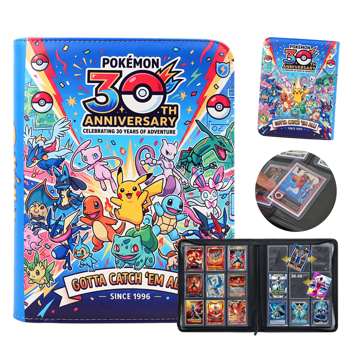 宝可梦卡片收纳册30周年卡册神奇宝贝卡牌收藏册35PT九格收集册包