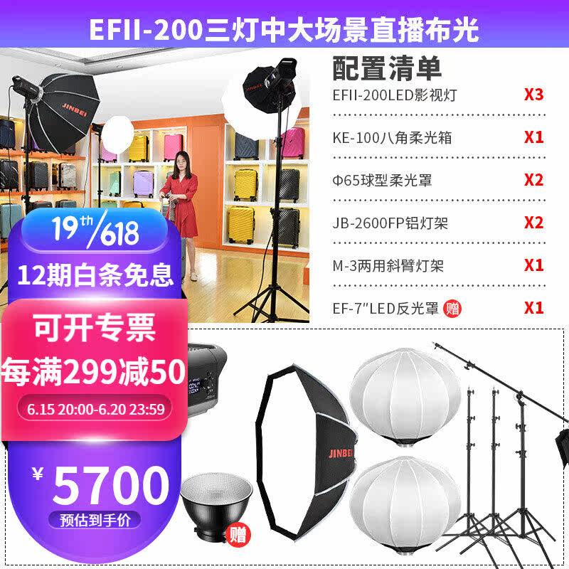 金贝EFIII-200WLED摄影灯LED直播灯直播间柔光灯视频摄像常亮灯人