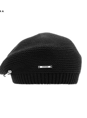 BABAMA黑色休闲别针毛线帽女UNtitled系列帽子简约针织帽秋冬保暖