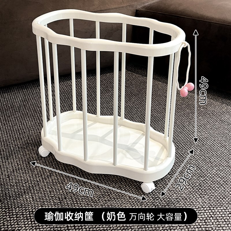 瑜伽垫收纳筐带轮移动家用夹缝健身器材置物架球类运动工具收纳框