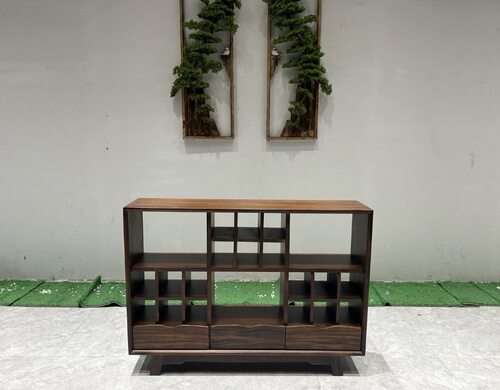 胡桃木落地式实木展示架
