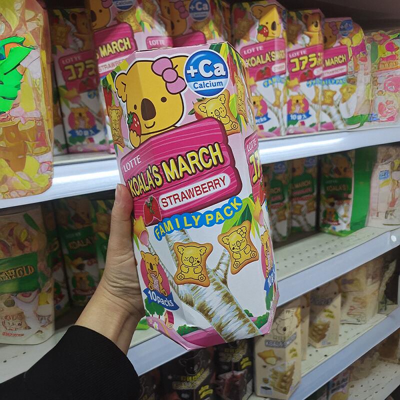 泰国LOTTE乐天小熊仔饼家庭大盒装夹注心饼巧克力草莓儿童休闲零