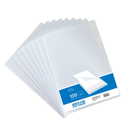 得力L型文件夹PP透明A4收纳夹