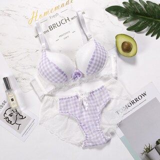 蕾丝文胸性感骚内衣女无钢圈套装聚拢小胸罩美背收副乳火辣调整型