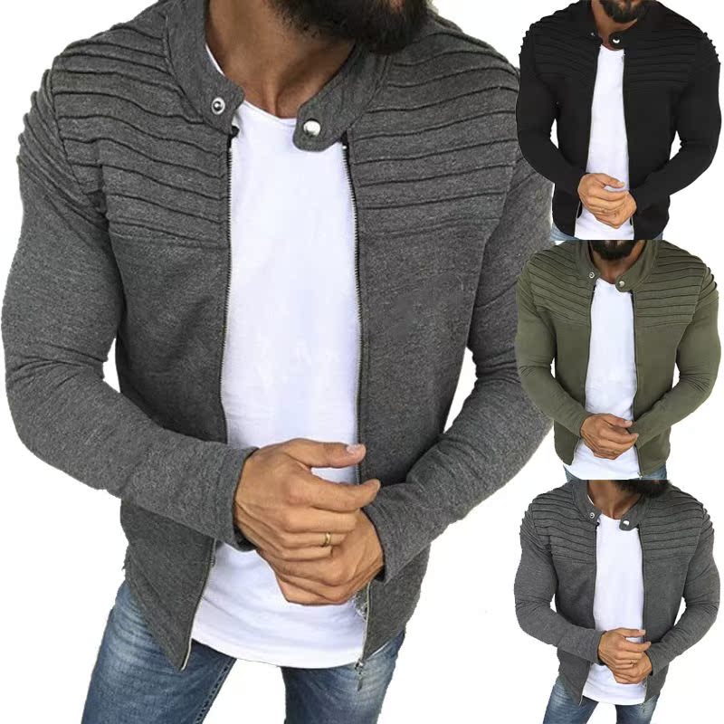 Fall striped pleated zipper cardigan jacket hoodie for|ruв категории Мужская одежда, брюки - от Buy2taobao.com для оказания профессиональной услуги покупки агента Taobao