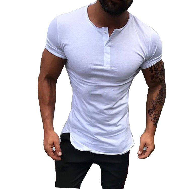 Summer casual men's T-shirt with round collar and button|ruв категории Мужская одежда, брюки - от Buy2taobao.com для оказания профессиональной услуги покупки агента Taobao