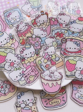 6cm双透亚克力片片kitty粉色滴胶手机壳饰品配件钥匙扣pp夹材料