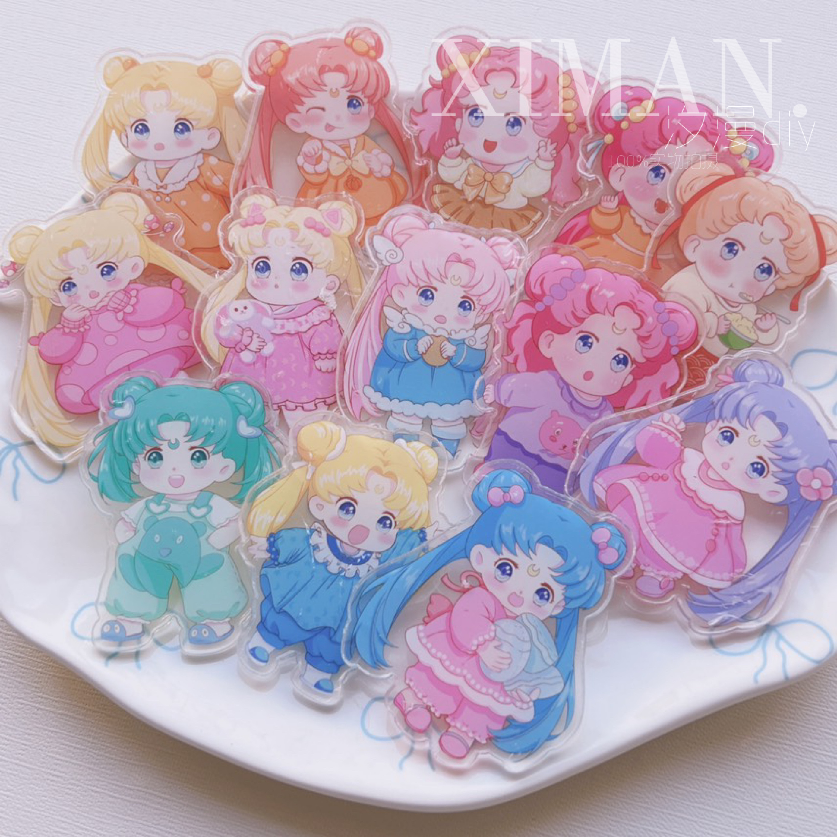 6cm亚克力片片美少女战士钥匙扣挂滴胶手机壳冰箱贴饰品配件材料