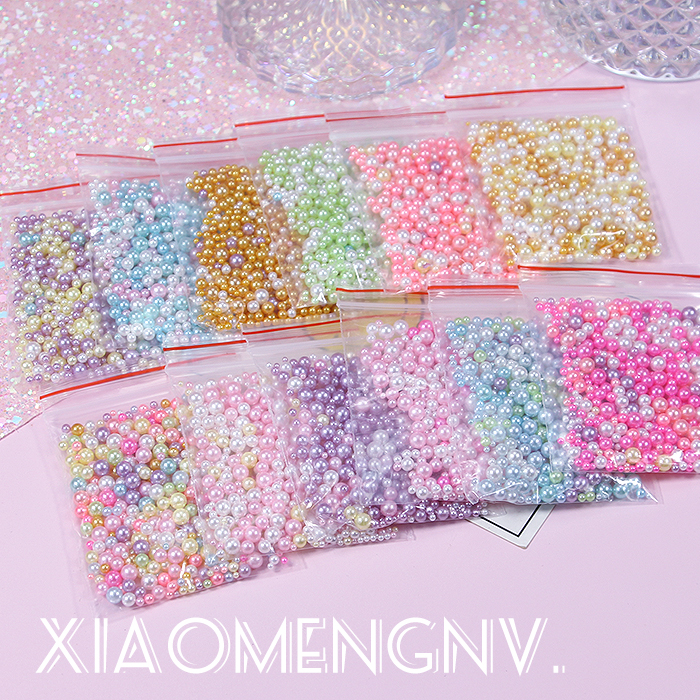 Diy手工饰品材料UV滴胶封入物圆形立体无孔彩色珍珠装饰物填充物