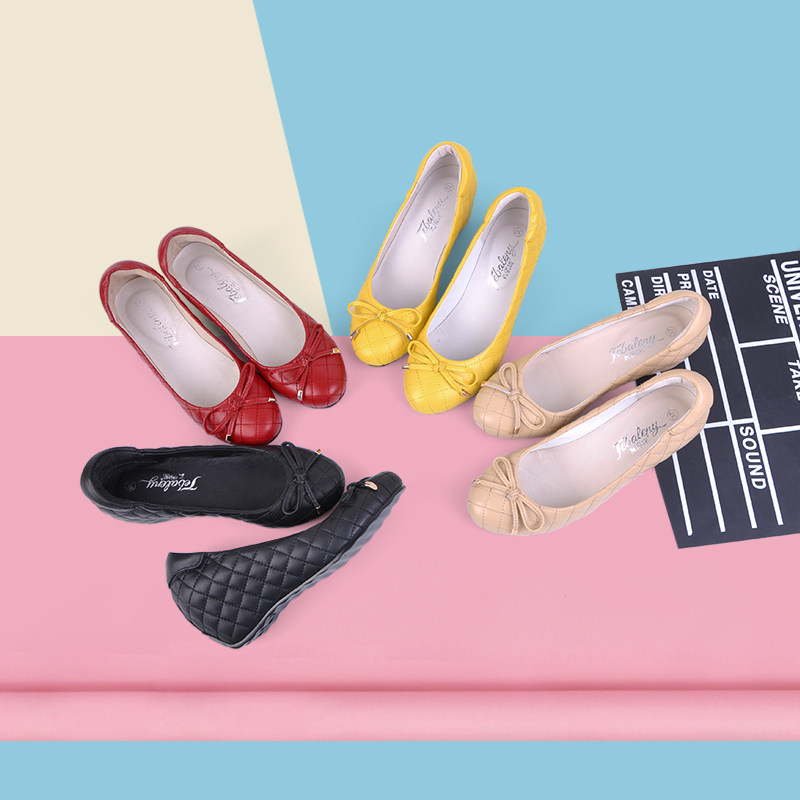 Nude color Small code The increase in Women's Shoes genuine leather Round With slope Shallow mouth bow soft sole Versatile comfortable Women's shoesin the Women's Shoes, Low shoes  category - from Buy2taobao.com to provide professional Taobao agent buy service