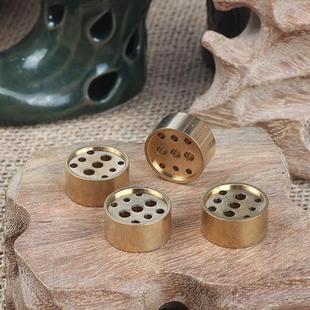 黄铜香炉铜香多孔香插香底座三插支香九孔圆柱香道圆柱形小插座